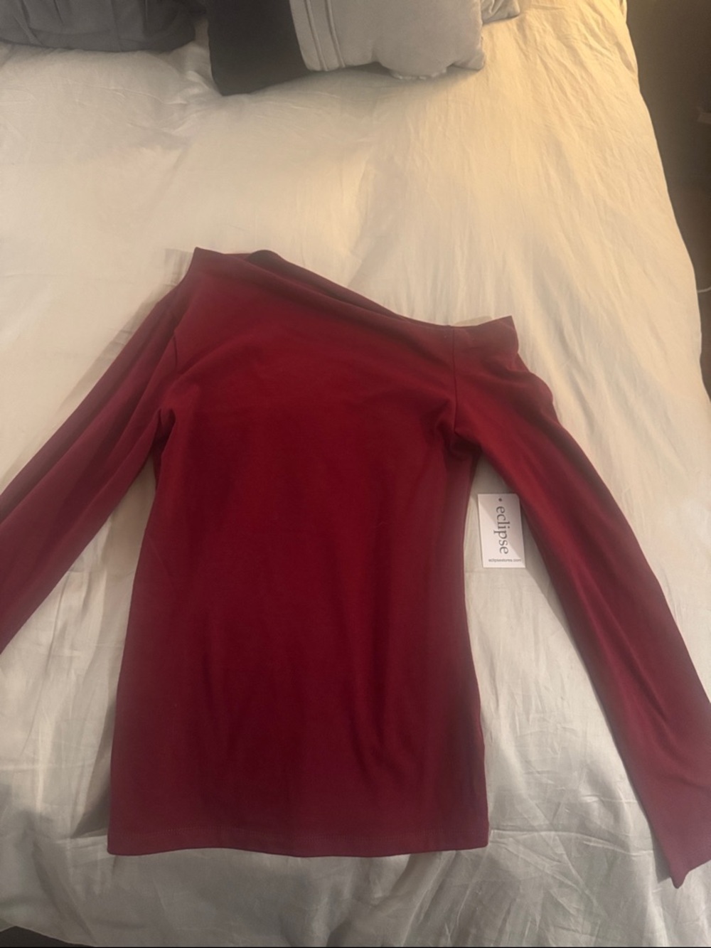 Eclipse One-Shoulder Long Sleeve Top - Wine